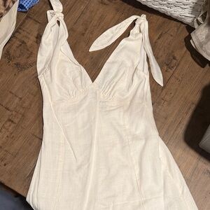 Cream Tie-Strap Mini Dress